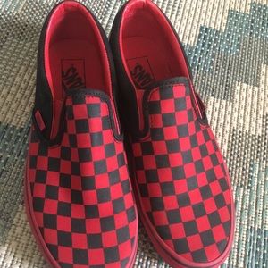 Red checkered vans!